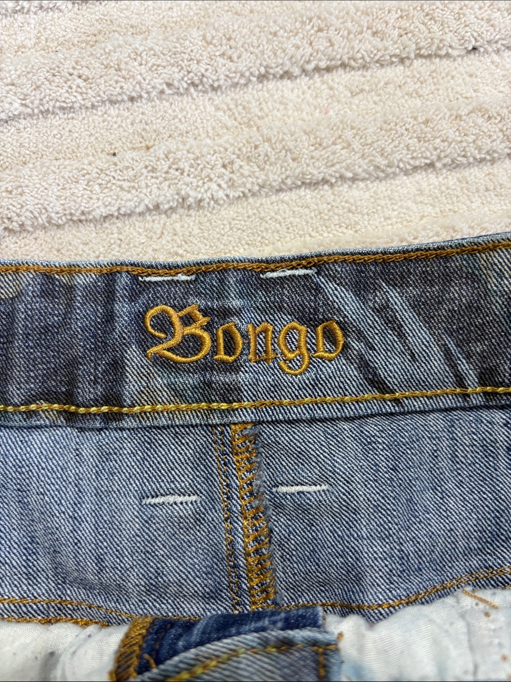 BONGO Y2K Blue Denim Mini Skirt with Camouflage Trim - Picture 2 of 11